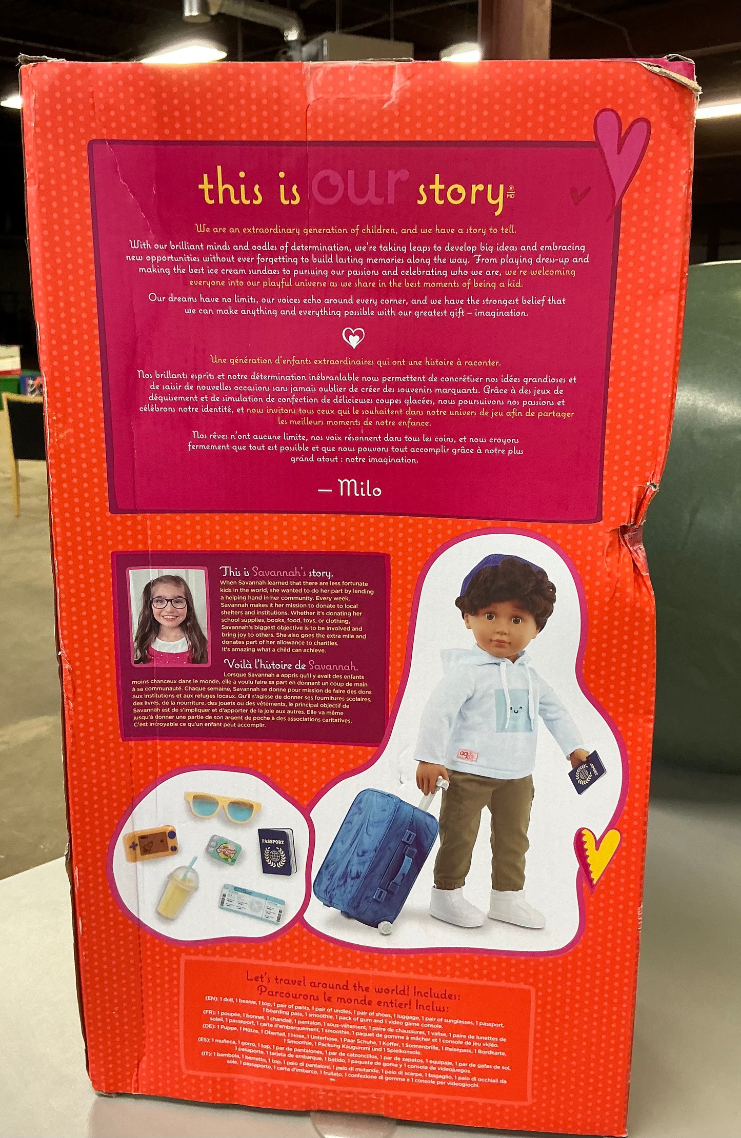 Our generation Milo 18” boy doll luggage & travel accessories set - DAMAGED BOX - PRODUCT IS NEW