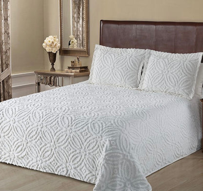 Beatrice Home Fashions Wedding Ring Chenille Bedspread only Full-White