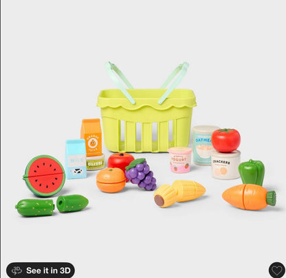 Gigglescape grocery basket with play food - AS IS - USED