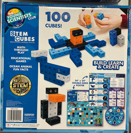 The Young Scientists Club Ocean Animals STEM Cubes educational building block set.