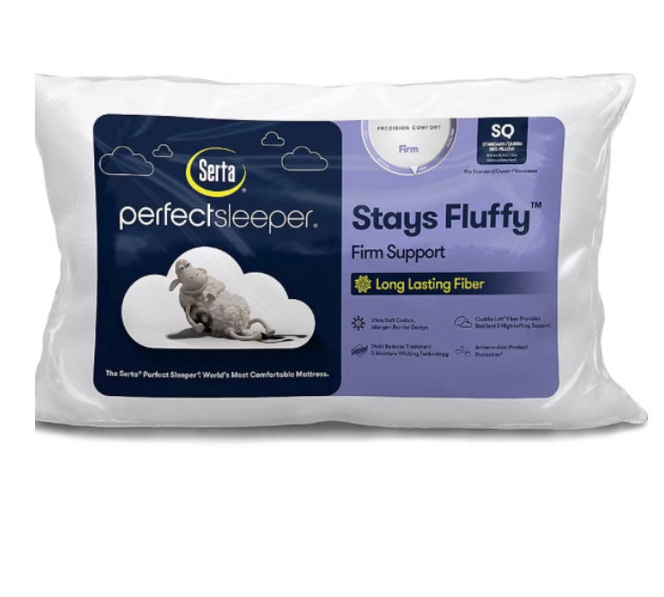 Serta PerfectSleeper Stays Fluffy Medium Support Pillow standard/Queen-White