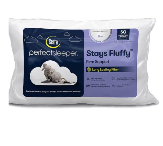 Serta PerfectSleeper Stays Fluffy Medium Support Pillow standard/Queen-White