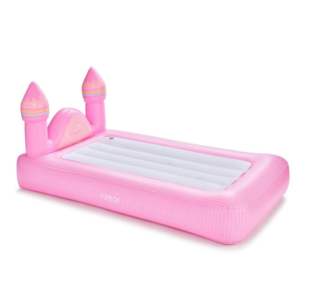 THRIFTY 70 - FUNBOY pink castle 15”H kids’ sleepover twin air mattress bed with electric pump - AS IS -USED - FINAL SALE - NO RETURNS