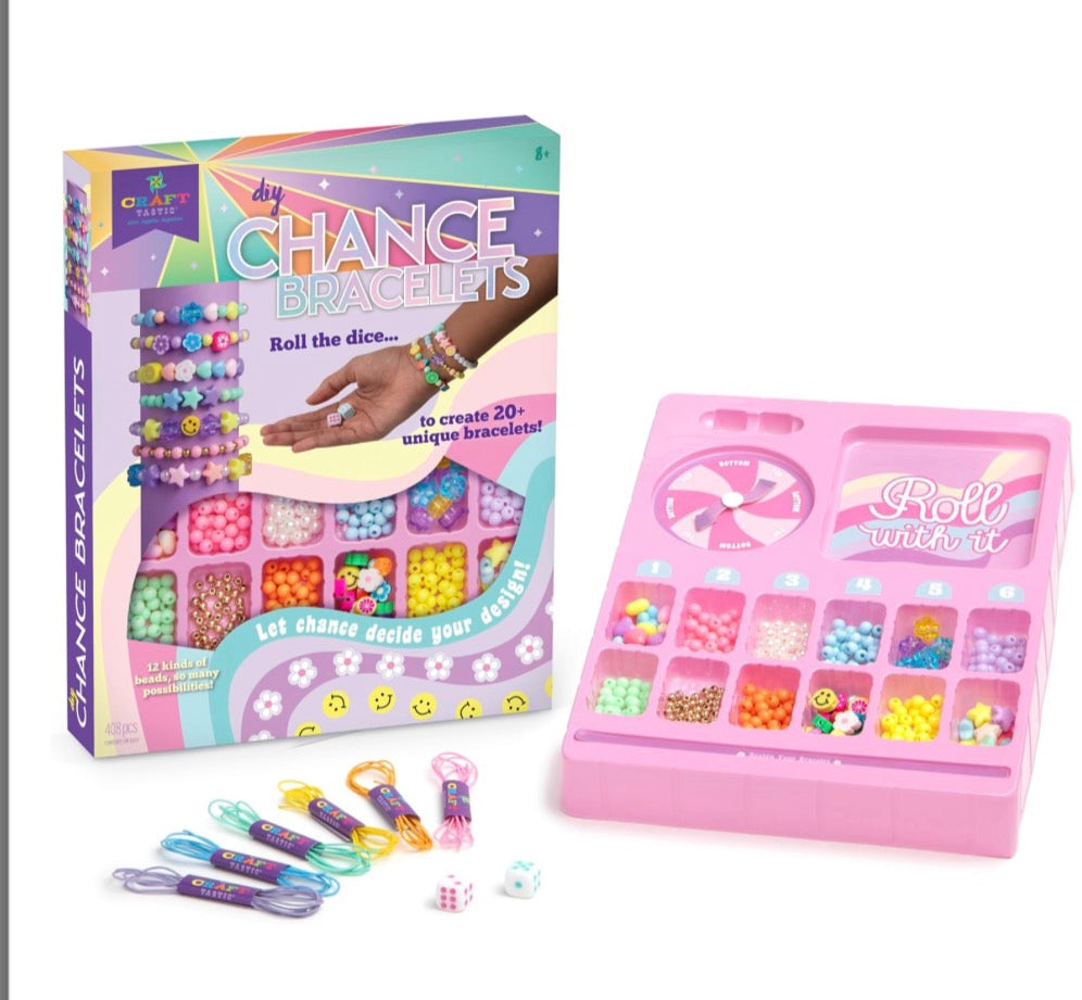 DIY Chance Bracelets jewelry making craft kit featuring a spinner and dice for kids ages 8 and up