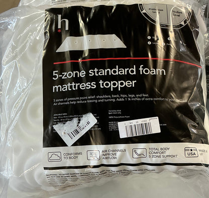 Home Expressions 5-Zone Standard Foam Mattress Topper TwinXL-Measurements(37” Length/77” Width)