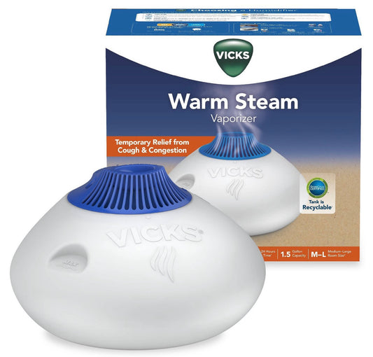 Vicks Warm Steam Vaporizer Humidifier with Night Light, 1.5 gal (the box is open, but it is new)