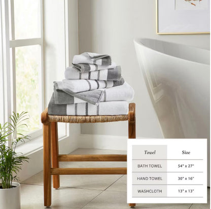 Luxury Cotton 6 Pieces Decorative Towel Set-White/Gray