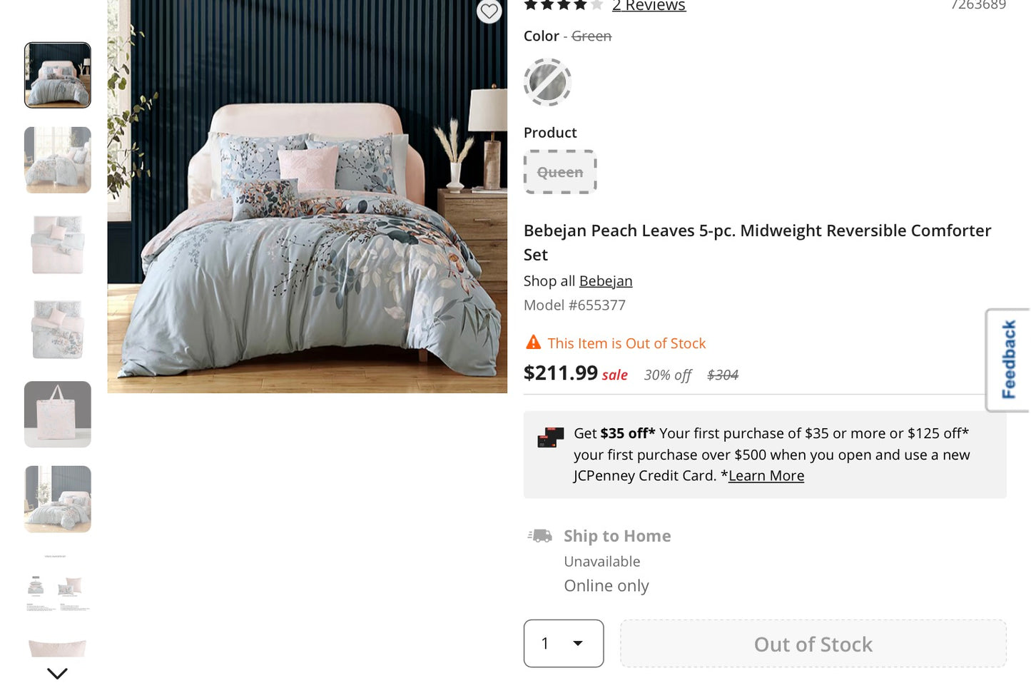 Bebejan Peach Leaves 5-pc. Midweight Reversible Comforter Set king