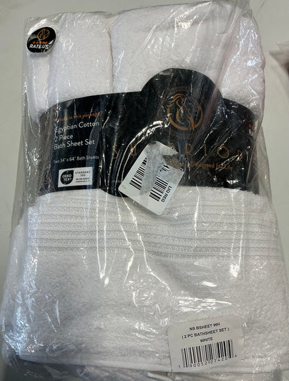 Heritage Collection Luxury Egyptian Cotton 2-pc Bath Towel set white