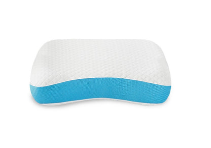 Bodipedic Home Side Back Sleeper Gel Infused Memory Foam Bed Pillow 24”x16”-White/Blue