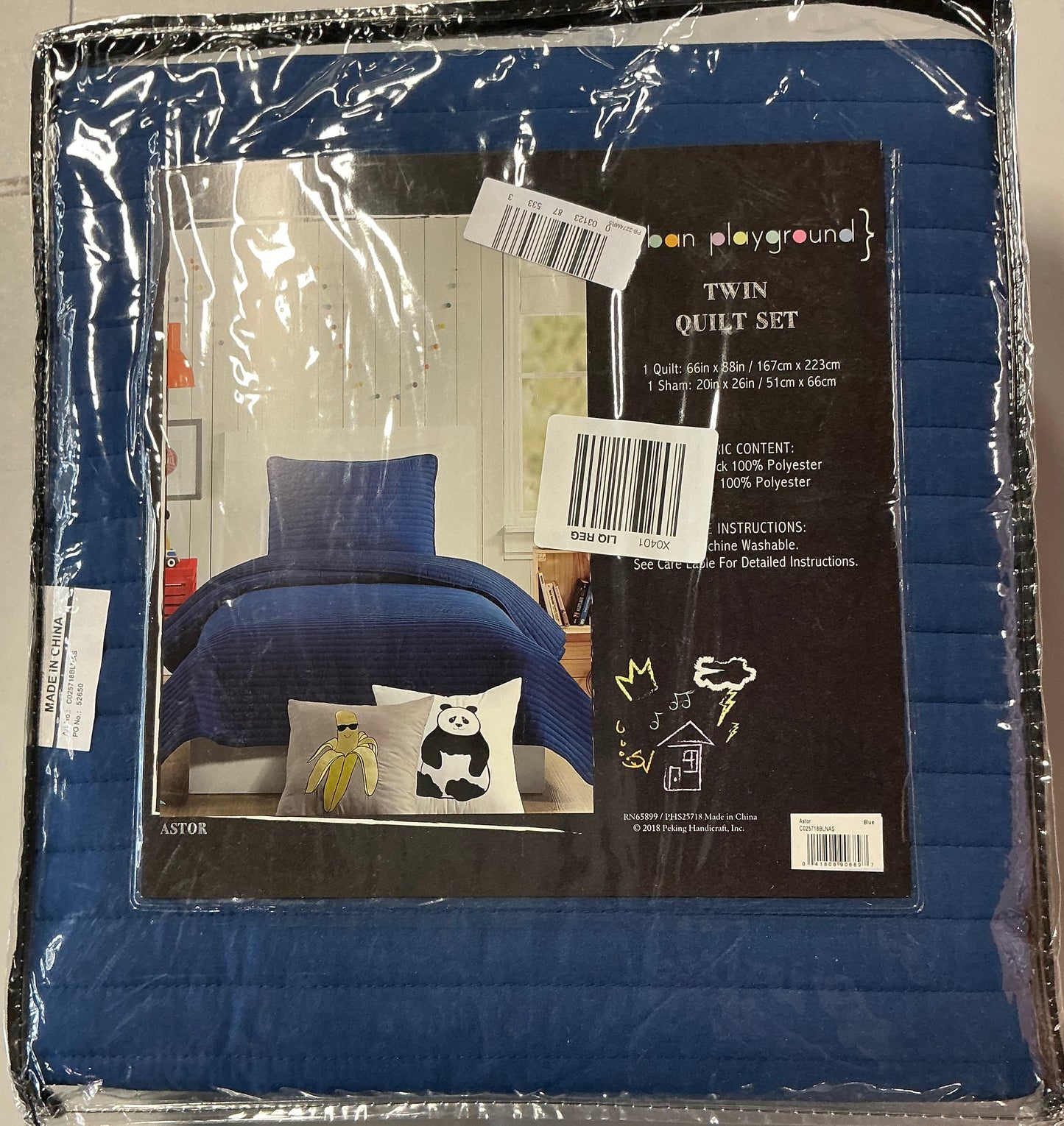 Urban Playground Astor Stripes Quilt Set 2 Pieces Twin-Included(1 Quilt and 1 Sham)-Blue
