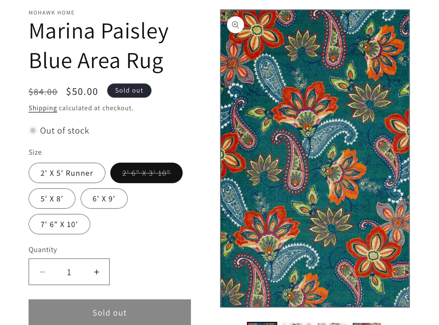 MOHAWK HOME
Marina Paisley Blue Area Rug 30 in x 45 in