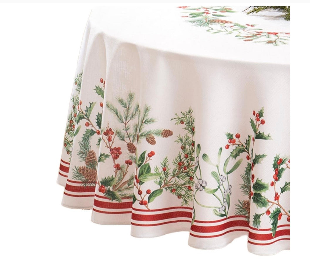 Elrene Home Fashions Winter Berry Tablecloth 70 Width/Inches, 70 Length/Inches