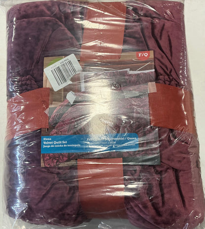 Jenny Martinez Elena 3 Pieces Quilt Set Full/Queen-Included(2 Standard Shams and 1 Quilt)-Maroon
