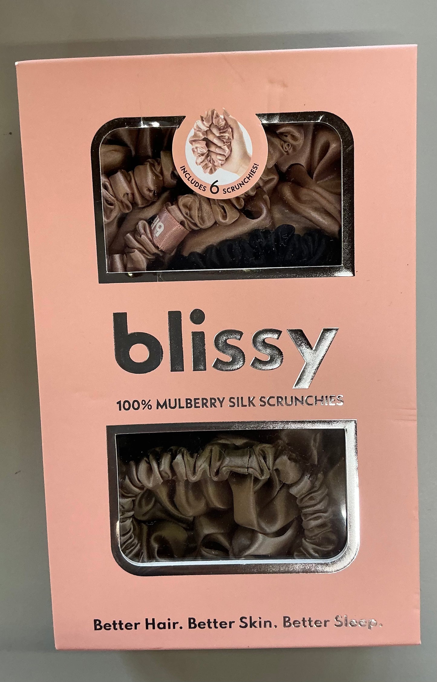 Blissy 6pk scrunchie set, 3 regular & 3 skinny