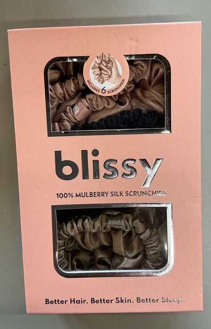 Blissy 6pk scrunchie set, 3 regular & 3 skinny