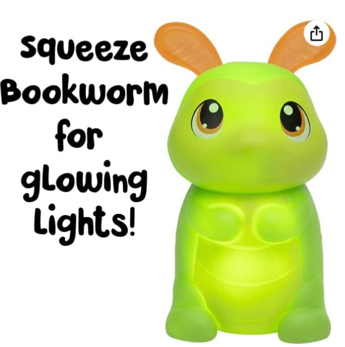 Playskool Glo Friends Storytime with Bookworm toy set including a glow-in-the-dark toy and a storybook