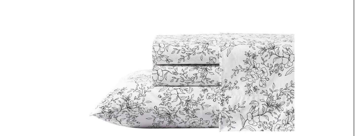 Stone Cottage Hawley Floral white percale cotton sheet set QUEEN