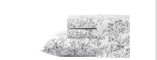 Stone Cottage Hawley Floral white percale cotton sheet set QUEEN