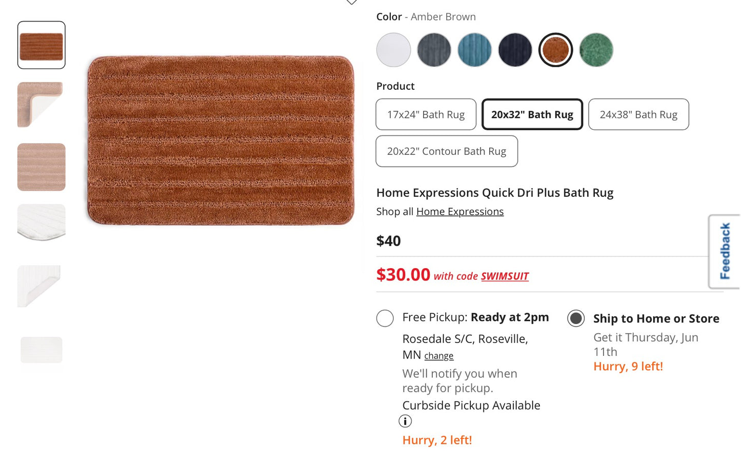 Home Expressions Quick Dri Plus Bath Rug 20 in x 32 in