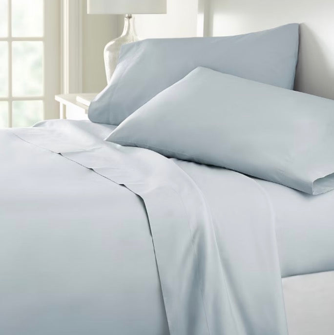 Home Expressions Cool and Crisp Cotton Percale 3 Sheet Set Twin-Included(1 Fitted Sheet,1 Pillowcase,1 Flat Sheet)-Color(Puritan Blue)