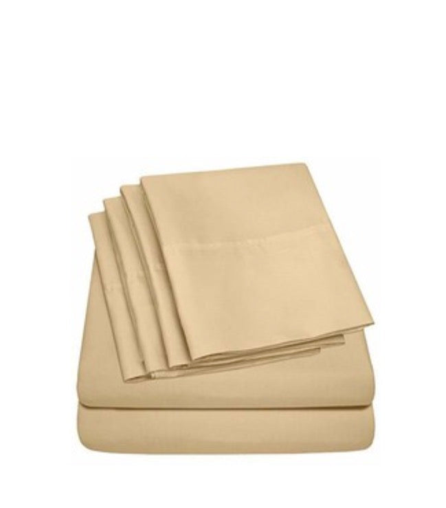 6 pieces Full sheet set 1500 thread count-Tan