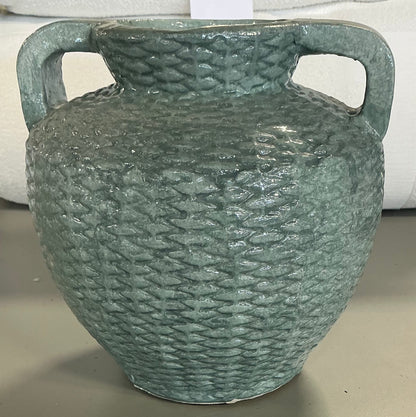 Small woven texture ceramic vase - Blue