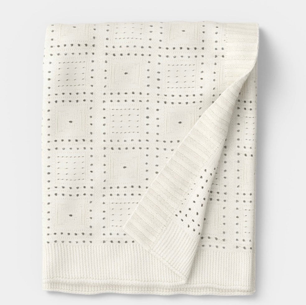 Knit throw blanket - Ivory - 50x60”