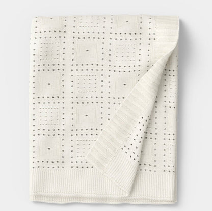 Knit throw blanket - Ivory - 50x60”