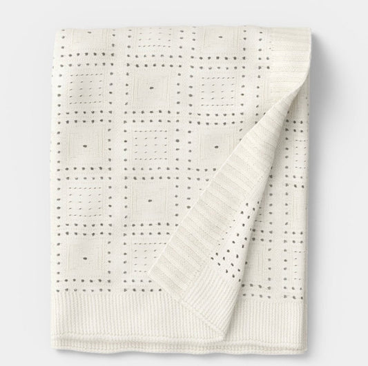Knit throw blanket - Ivory - 50x60”