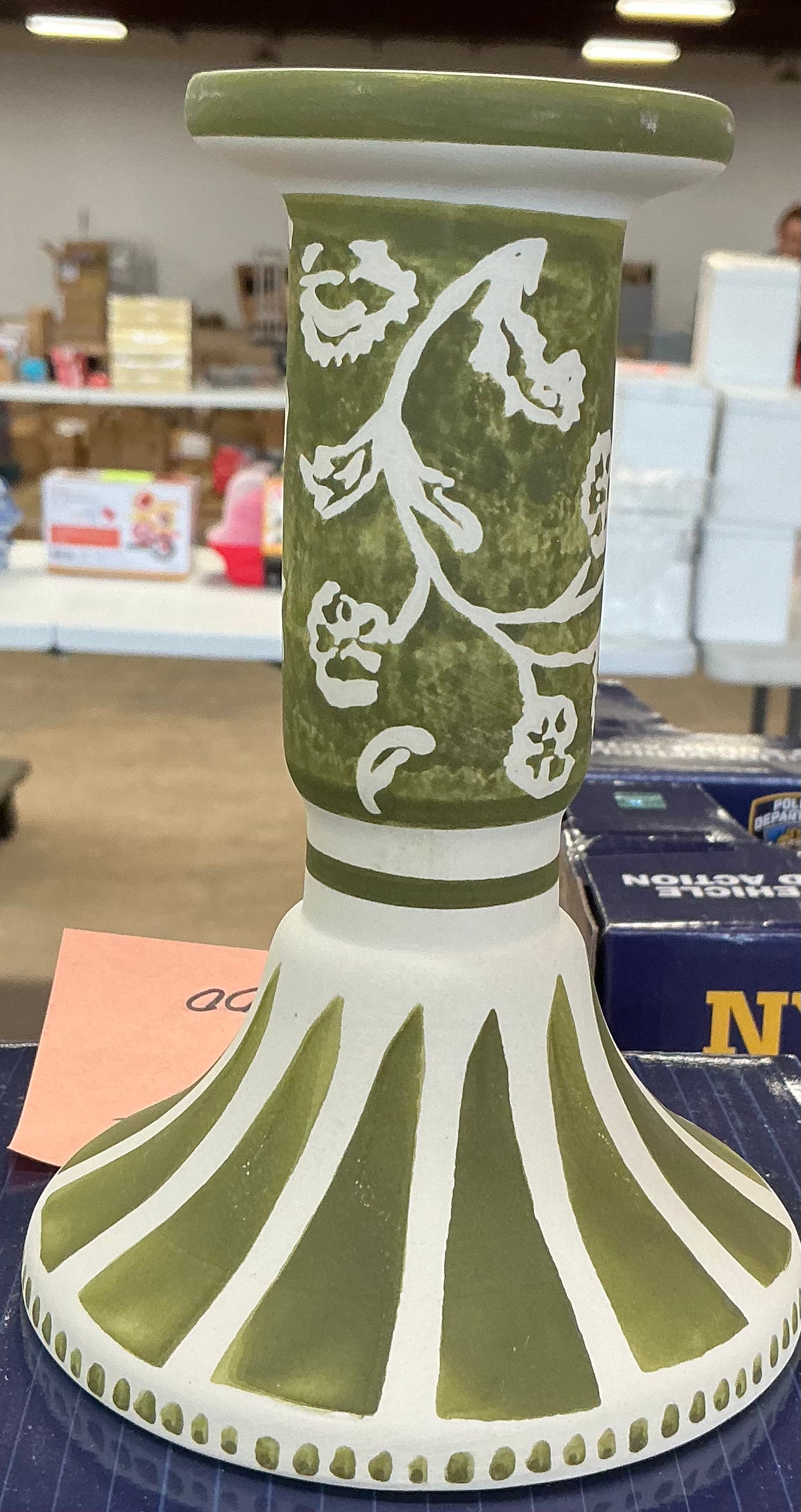 6”X4”Ceramic mixed floral painted taper candle holder
