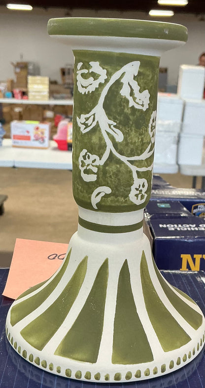 6”X4”Ceramic mixed floral painted taper candle holder