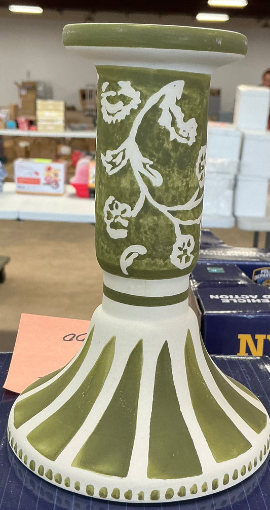 6”X4”Ceramic mixed floral painted taper candle holder