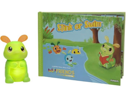 Playskool Glo Friends Storytime with Bookworm toy set including a glow-in-the-dark toy and a storybook