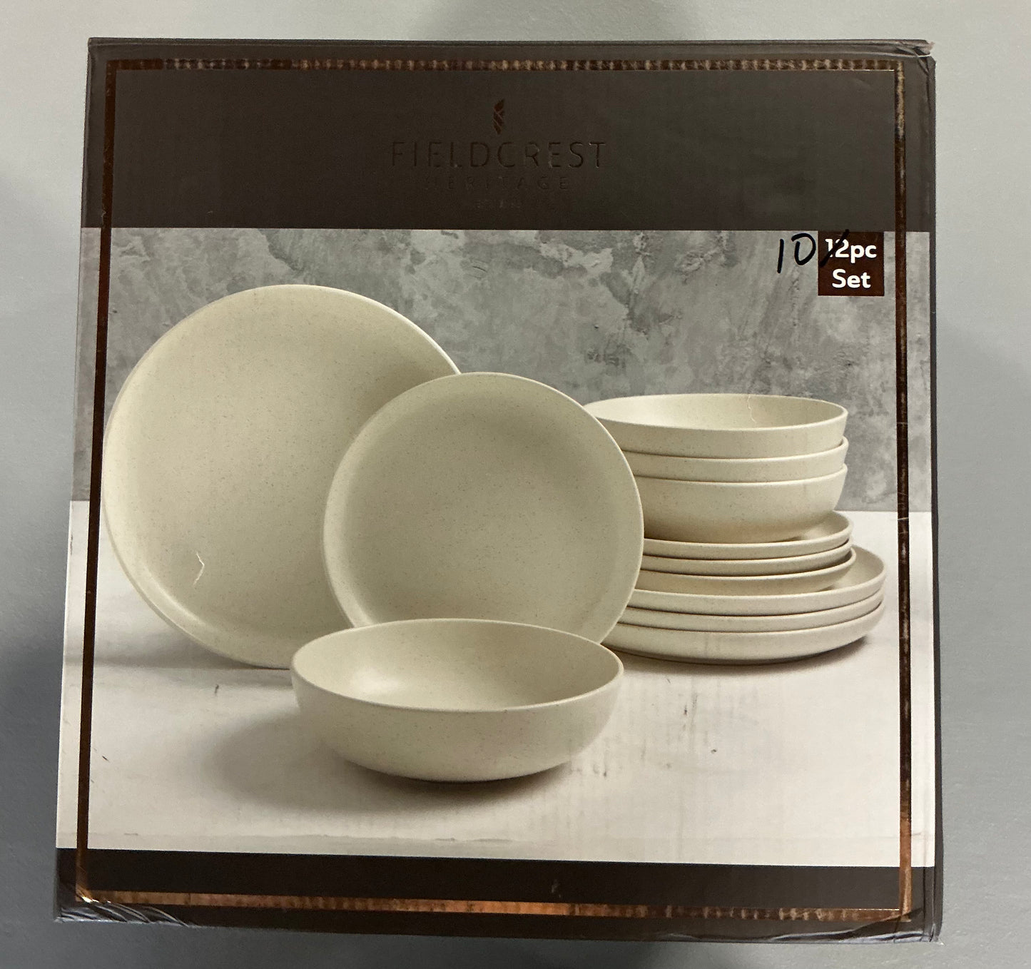 Fieldcrest Legacy Denim 12-pc. Stoneware Dinnerware Set - Open Box - MISSING 1 Bowl & 1 Small Plate - AS IS