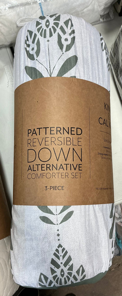 Casual Comfort Folk Leaves Midweight Down Alternative Comforter Set king/cal king