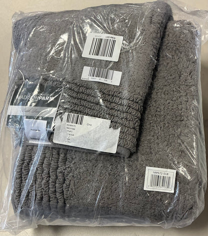 100% Cotton Tufted 3000 Gsm Reversible Bath Rug charcoal-24”x72”