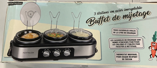 3 station stainless steel slow cooker buffet