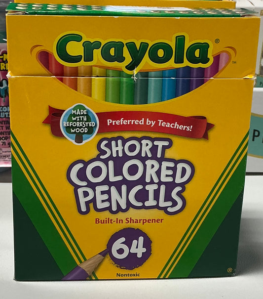 64 Crayola short colored pencils
