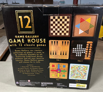 Game gallery 12 classic games in wooden storage house - PICK UP ONLY