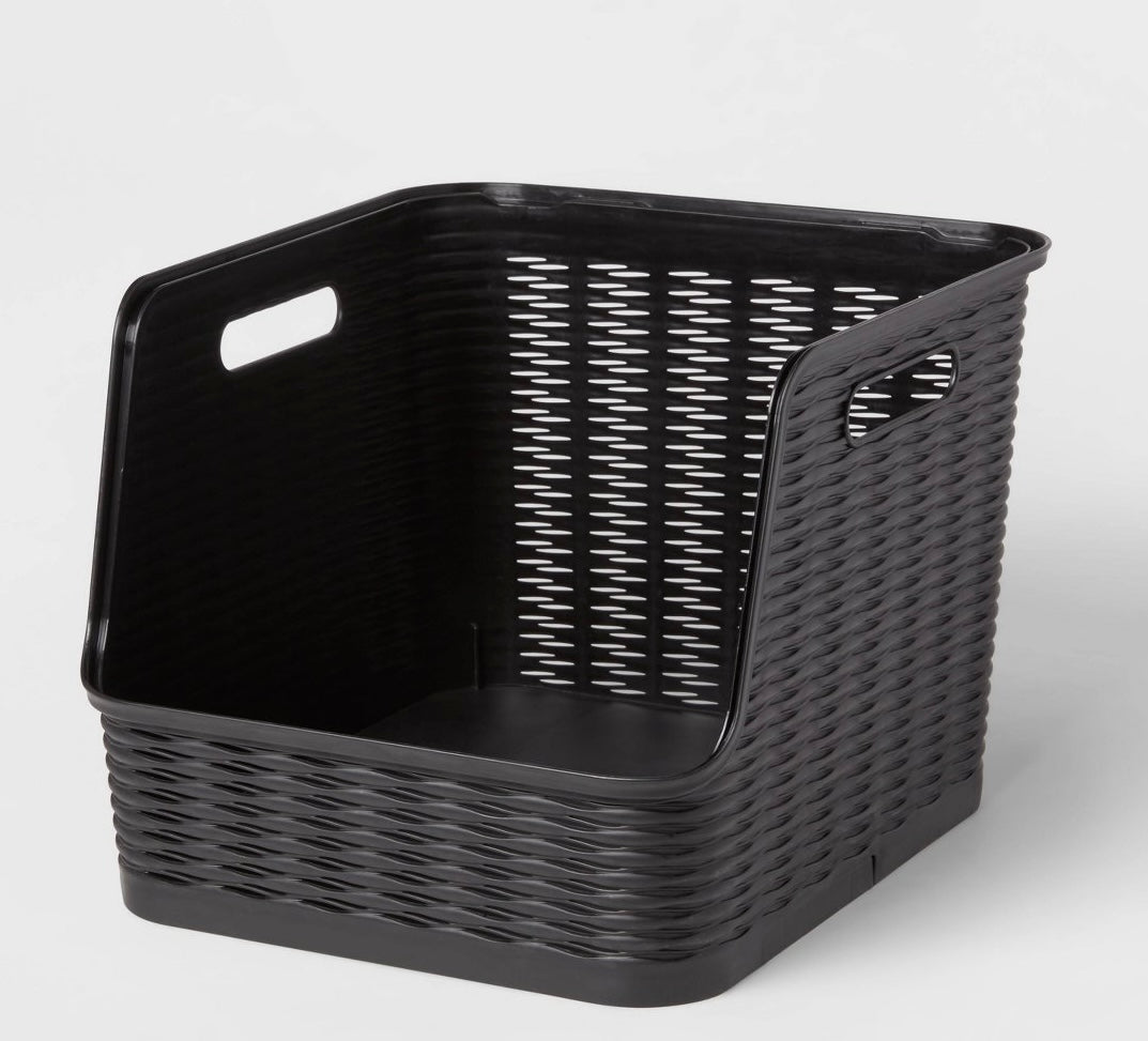 Stackable open front bin - black - 14.2” L x 12.9” W x 10” H - PICK UP ONLY