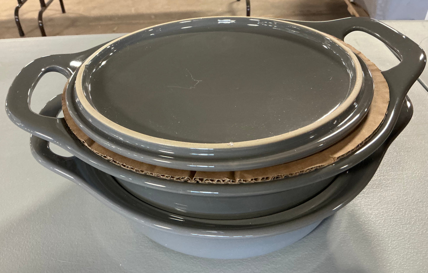Rachel Ray 3-piece Ceramic Casserole Set, Grey - Out of Box