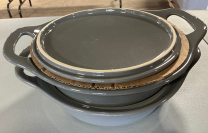 Rachel Ray 3-piece Ceramic Casserole Set, Grey - Out of Box