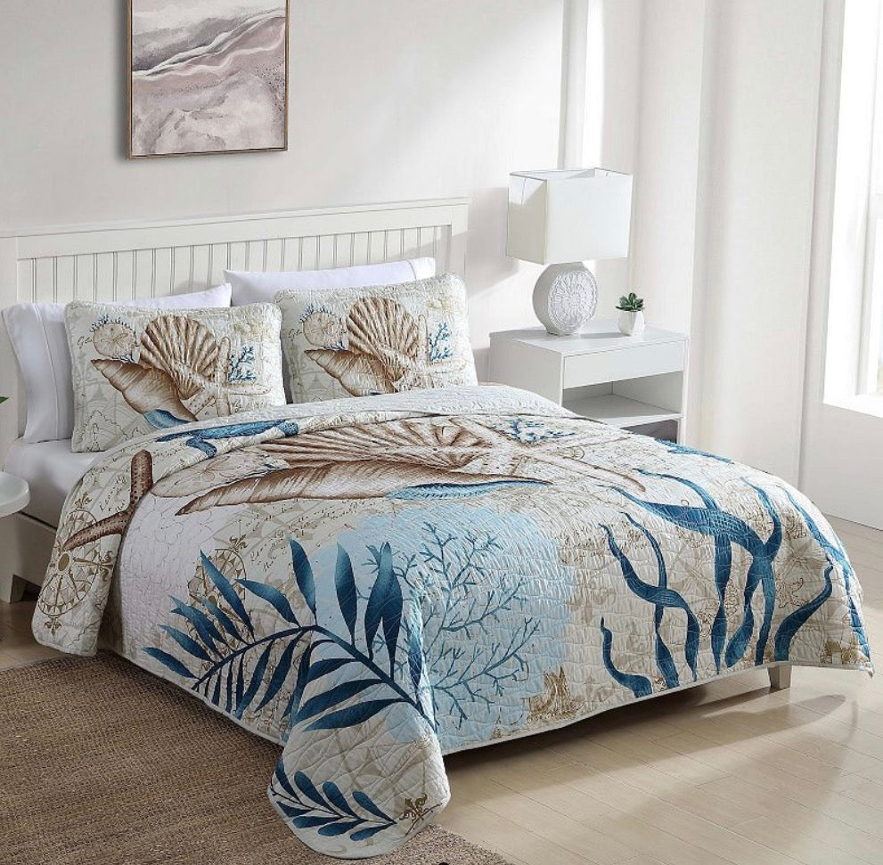 Caribbean Joe Coastal Print 3-pc. Quilt Set king