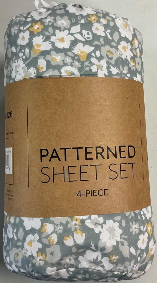 Casual Comfort Floral Dream Patterned 4 Pieces Sheet Set Queen-Color(Eucalyptus)