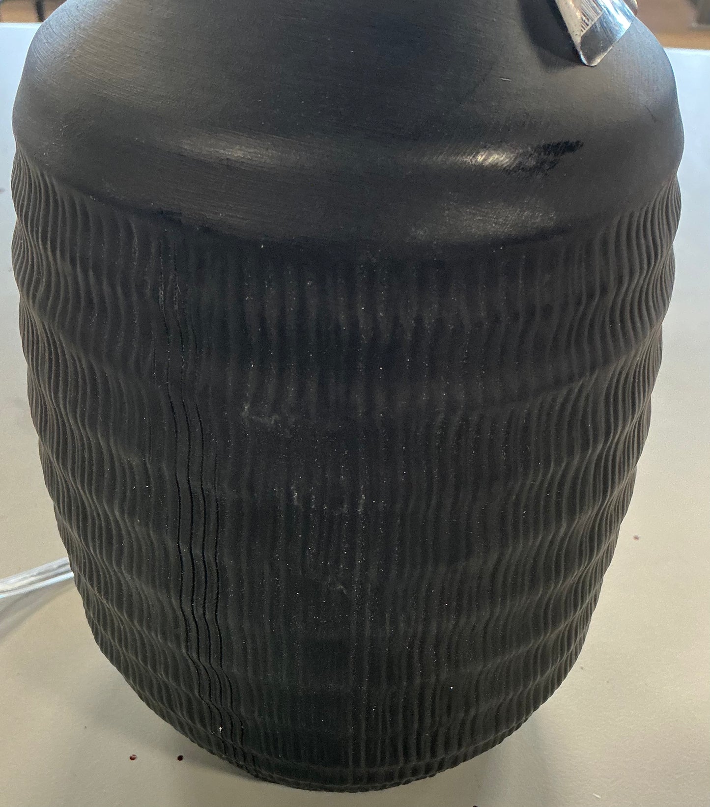 12.25x5.25” small textured ceramic lamp base - black - SOME MINOR COSMETIC FLAWS