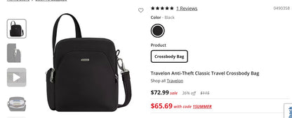 Travelon anti-theft classic crossbody bag