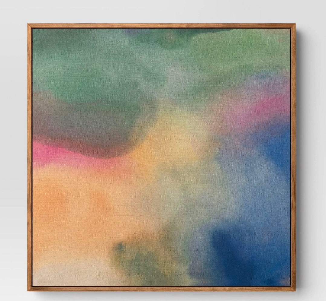 24”x24” abstract canvas framed art - AS IS - PICK UP ONLY