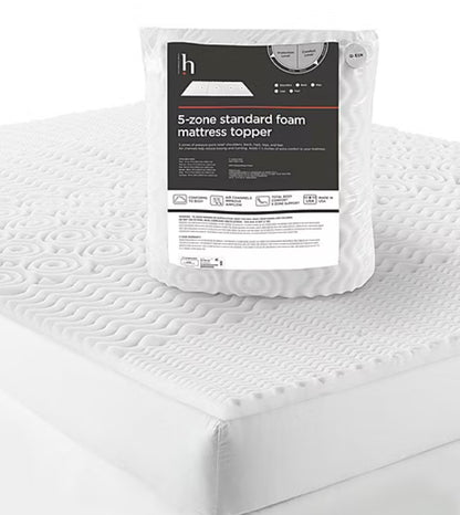 Home Expressions 5-Zone Standard Foam Mattress Topper TwinXL-Measurements(37” Length/77” Width)
