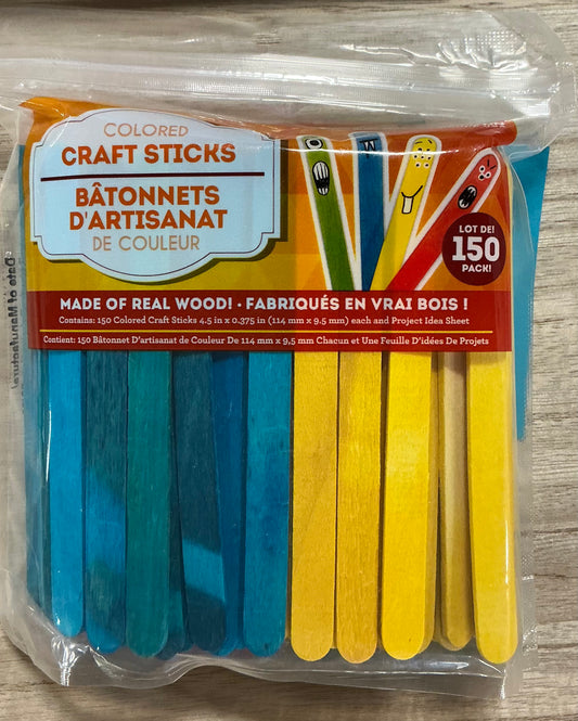 Colored craft sticks-150 pieces